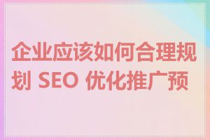 企业应该如何合理规划 SEO 优化推广预算