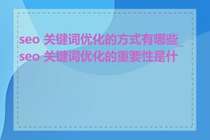 seo 关键词优化的方式有哪些_seo 关键词优化的重要性是什么