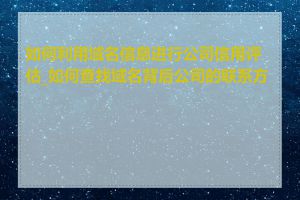 如何利用域名信息进行公司信用评估_如何查找域名背后公司的联系方式