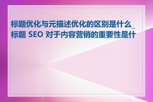 标题优化与元描述优化的区别是什么_标题 SEO 对于内容营销的重要性是什么