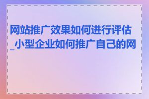 网站推广效果如何进行评估_小型企业如何推广自己的网站