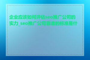 企业应该如何评估seo推广公司的实力_seo推广公司靠谱的标准是什么