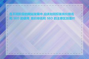 在不同阶段的网站发展中,应该如何权衡竞价排名和 SEO 的使用_竞价排名和 SEO 的主要区别是什么