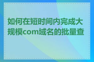 如何在短时间内完成大规模com域名的批量查询