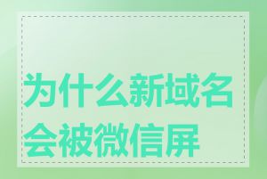 为什么新域名会被微信屏蔽