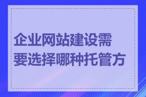 企业网站建设需要选择哪种托管方式