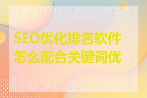 SEO优化排名软件怎么配合关键词优化