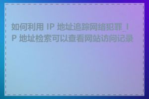 如何利用 IP 地址追踪网络犯罪_IP 地址检索可以查看网站访问记录吗