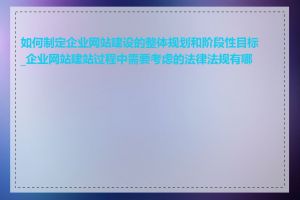 如何制定企业网站建设的整体规划和阶段性目标_企业网站建站过程中需要考虑的法律法规有哪些