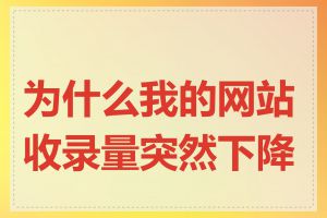 为什么我的网站收录量突然下降了