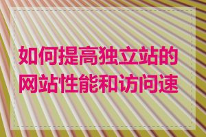 如何提高独立站的网站性能和访问速度