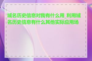 域名历史信息对我有什么用_利用域名历史信息有什么其他实际应用场景