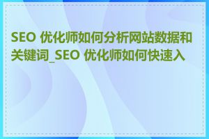 SEO 优化师如何分析网站数据和关键词_SEO 优化师如何快速入门