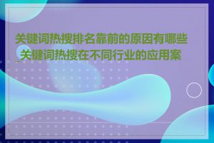 关键词热搜排名靠前的原因有哪些_关键词热搜在不同行业的应用案例