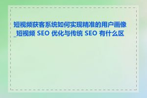 短视频获客系统如何实现精准的用户画像_短视频 SEO 优化与传统 SEO 有什么区别