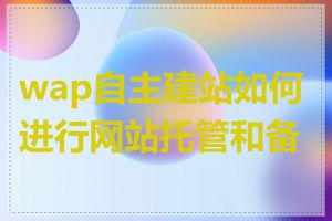 wap自主建站如何进行网站托管和备份