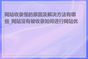 网站收录慢的原因及解决方法有哪些_网站没有被收录如何进行网站优化