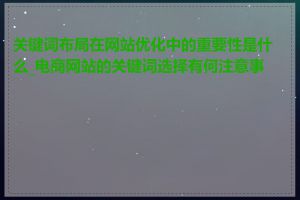 关键词布局在网站优化中的重要性是什么_电商网站的关键词选择有何注意事项