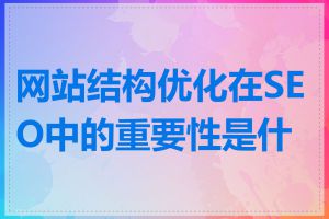 网站结构优化在SEO中的重要性是什么