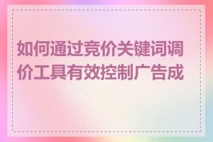 如何通过竞价关键词调价工具有效控制广告成本