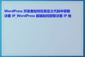 WordPress 开发者如何在自定义代码中获取访客 IP_WordPress 前端如何获取访客 IP 地址