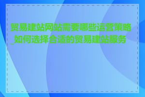 贸易建站网站需要哪些运营策略_如何选择合适的贸易建站服务商