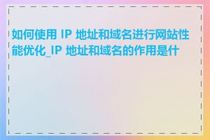 如何使用 IP 地址和域名进行网站性能优化_IP 地址和域名的作用是什么