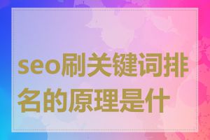 seo刷关键词排名的原理是什么