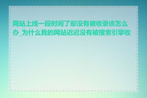 网站上线一段时间了却没有被收录该怎么办_为什么我的网站迟迟没有被搜索引擎收录