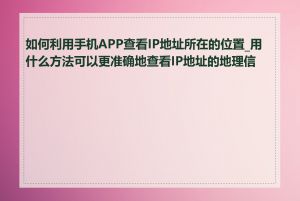 如何利用手机APP查看IP地址所在的位置_用什么方法可以更准确地查看IP地址的地理信息