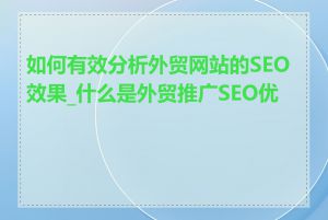 如何有效分析外贸网站的SEO效果_什么是外贸推广SEO优化