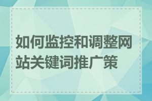 如何监控和调整网站关键词推广策略