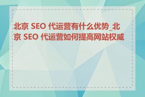 北京 SEO 代运营有什么优势_北京 SEO 代运营如何提高网站权威性