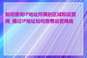 如何查询IP地址所属的区域和运营商_通过IP地址如何查看运营商信息