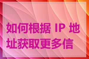 如何根据 IP 地址获取更多信息