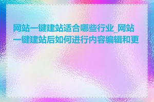 网站一键建站适合哪些行业_网站一键建站后如何进行内容编辑和更新