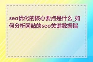 seo优化的核心要点是什么_如何分析网站的seo关键数据指标