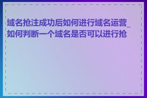 域名抢注成功后如何进行域名运营_如何判断一个域名是否可以进行抢注