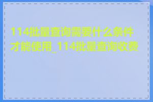 114批量查询需要什么条件才能使用_114批量查询收费吗