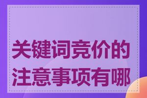 关键词竞价的注意事项有哪些