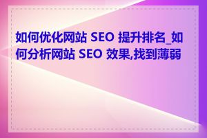 如何优化网站 SEO 提升排名_如何分析网站 SEO 效果,找到薄弱点