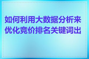 如何利用大数据分析来优化竞价排名关键词出价