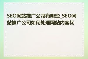 SEO网站推广公司有哪些_SEO网站推广公司如何处理网站内容优化