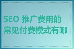 SEO 推广费用的常见付费模式有哪些