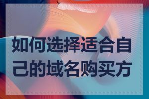 如何选择适合自己的域名购买方式