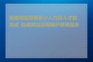 自建网站需要多少人力投入才能完成_自建网站后期维护费用是多少