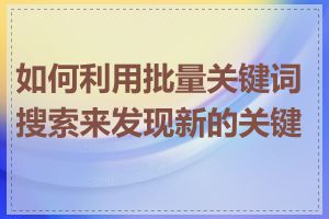 如何利用批量关键词搜索来发现新的关键词