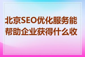 北京SEO优化服务能帮助企业获得什么收益