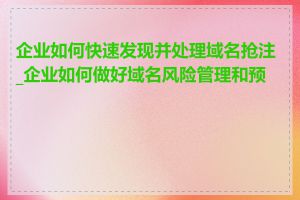 企业如何快速发现并处理域名抢注_企业如何做好域名风险管理和预警