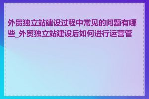 外贸独立站建设过程中常见的问题有哪些_外贸独立站建设后如何进行运营管理